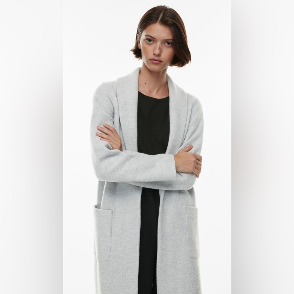 Aritzia Shawl Merino Wool Jacket XS Heather Chrome - Picture 4 of 16